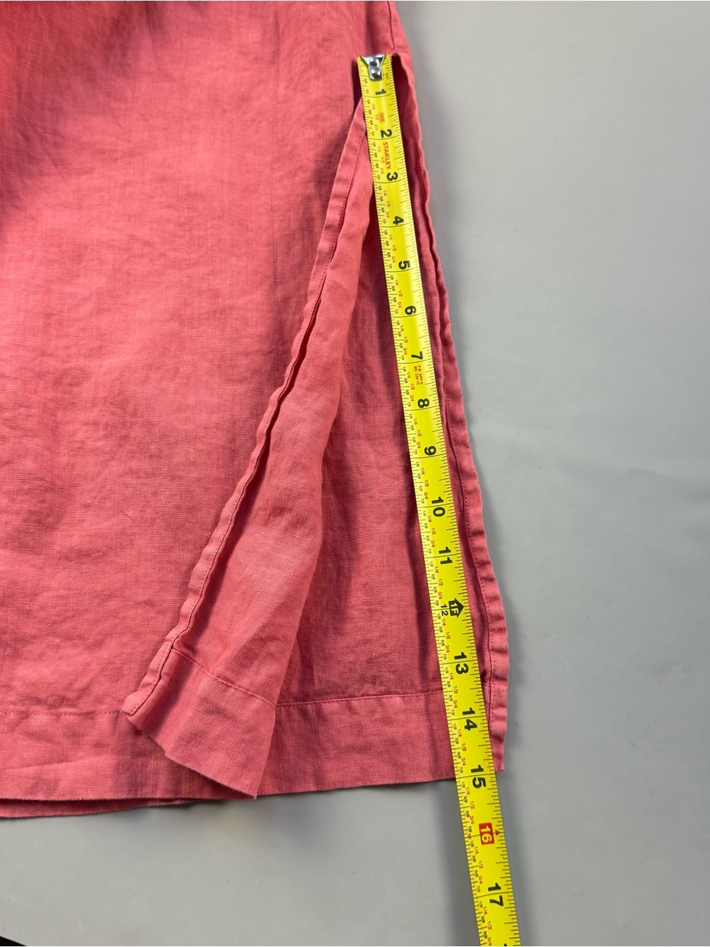 J.Jill 100% Linen Chinese Knot Maxi Dress Coral Pink Coastal Lagenlook Small - Picture 6 of 8